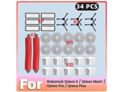 34pcs Main Side Brush Filters Mop Dust Bags For Qrevo Pro/qrevo Maxv/qrevo S/qrevo Plus Vacuum Clea