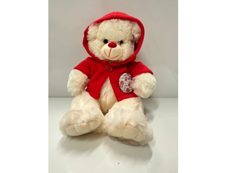 Urso de Peluche com Casaco e Crachá Amor Cerca 28 Cm Sentado