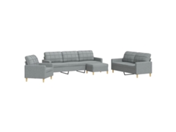 Conjunto de sofás com apoio de pés MAISON EXCLUSIVE 4 peças tecido cinzento claro