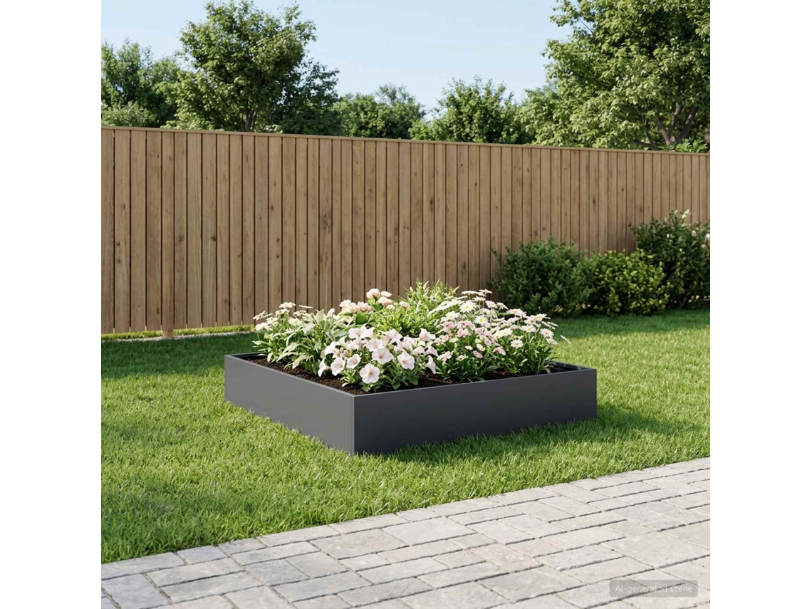 Vidaxl Vaso De Jardim Antracite 80 X 80 X 20 Cm Aço Laminado A Frio