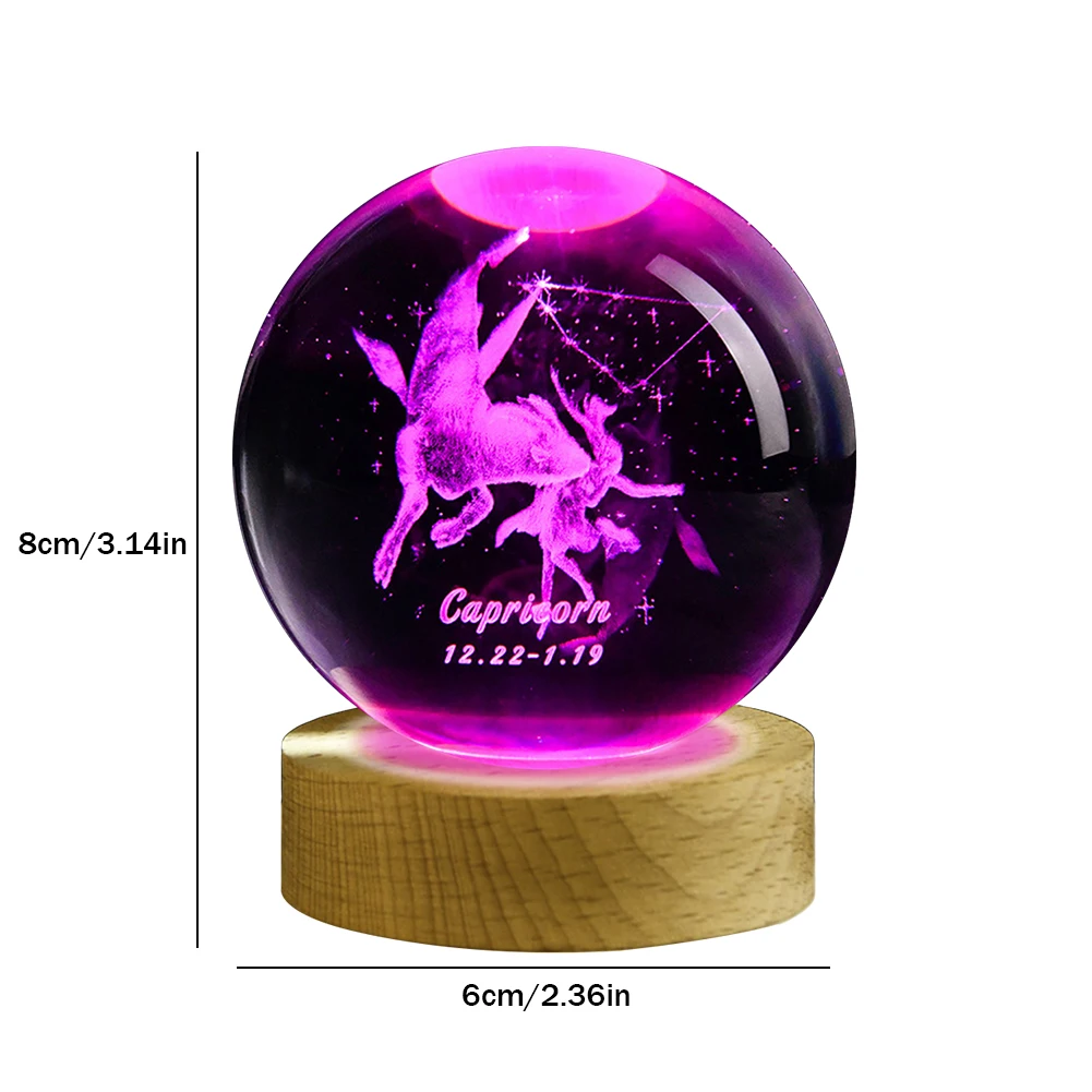 Luminária Noturna Bola de Cristal , Luminária Esculpida em 3d, Decoração para Casa MDUG (luz Colorida)