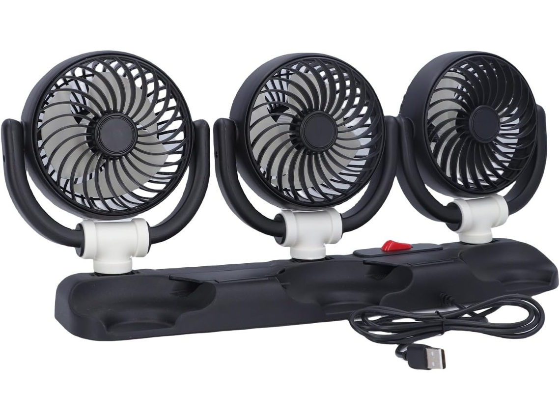 Ventilador Veicular Srliya Com 3 Cabeças, Rotação De 360 ​​graus, Alimentação Usb, Velocidade Ajustável, Dobrável, Com