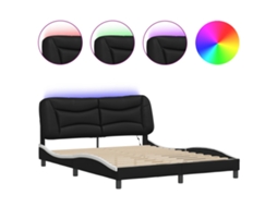 Bed Frame, Bed Frames Vidaxl Preto Couro Artificial (160 X 200 Cm)