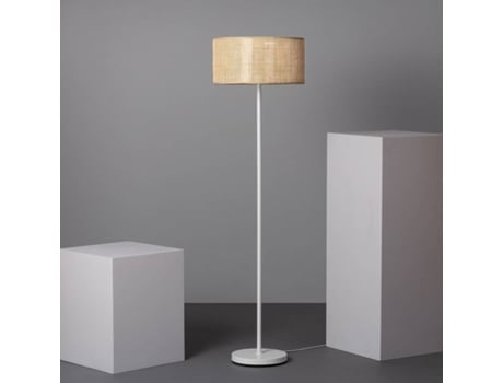 Candeeiro de Pé ILUZZIA (Branco - Ratán, Têxtil, Metal - 148x40 cm)