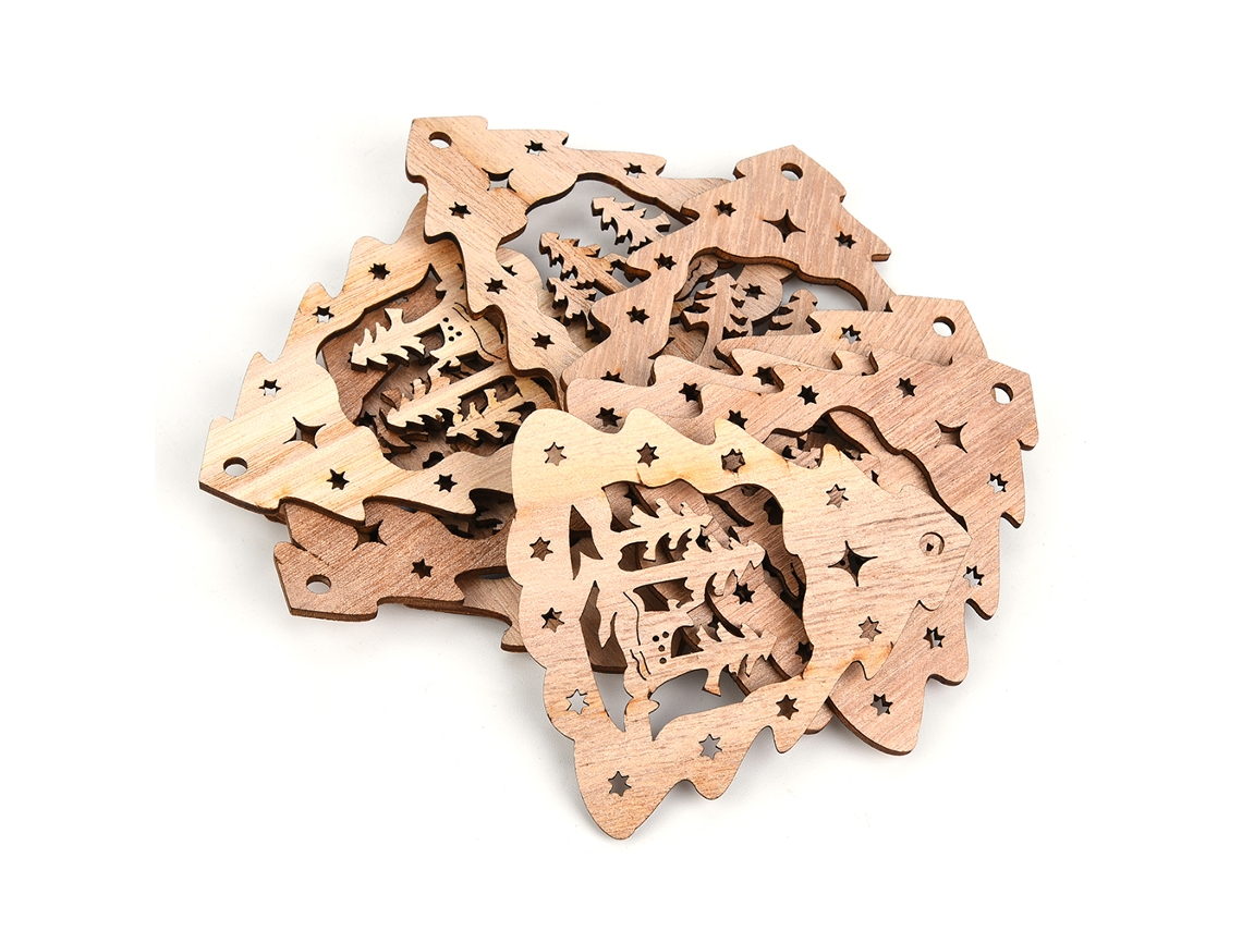 Conjunto De Decorações Natalícias Em Madeira Laxiscreed Com 12 Peças Para Diy, Incluindo Boneco De Neve, Presépio E Anjo