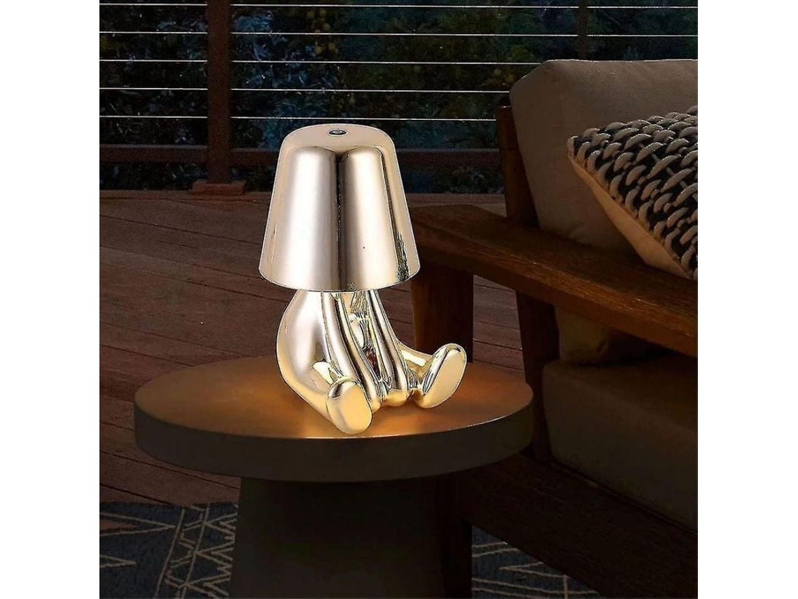 2026 lâmpada de Mesa Portátil Recarregável Touch Thinker Dourada com Usb e 3 Níveis de Brilho Decorativa Yo Plata