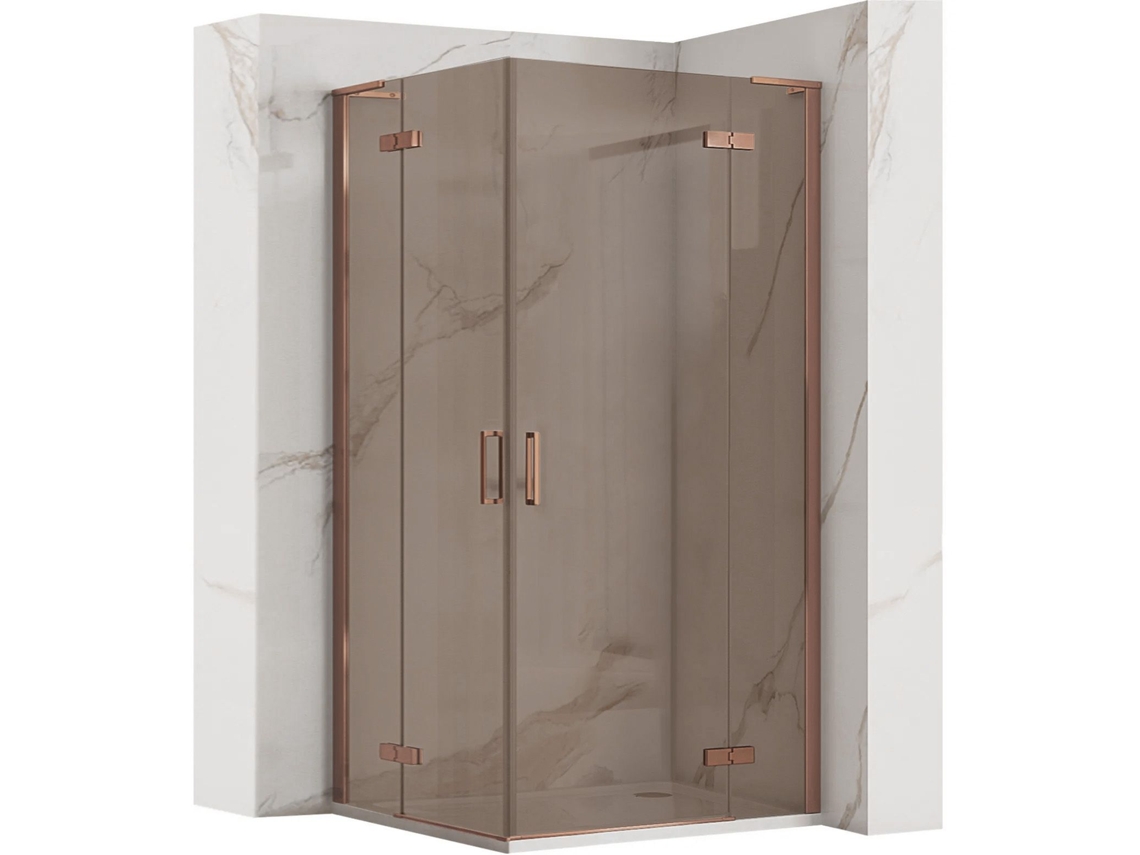 Box de chuveiro duplo Rea Hugo 80x100 cobre escovado