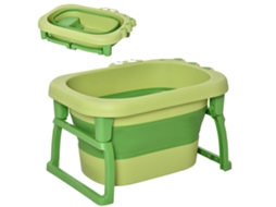 Banheira Dobrável para Bebês Banheira Portátil para Crianças com Pernas Antiderrapantes 75,3x55,4x43 Cm Verde Ge