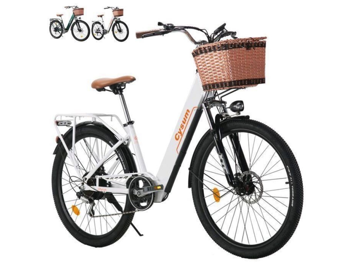 Bicicleta Elétrica - Cysum - Cityrun-26 - Motor 250w (roda Dianteira) - Bateria 36v/10ah (60–80 Km) - 26"