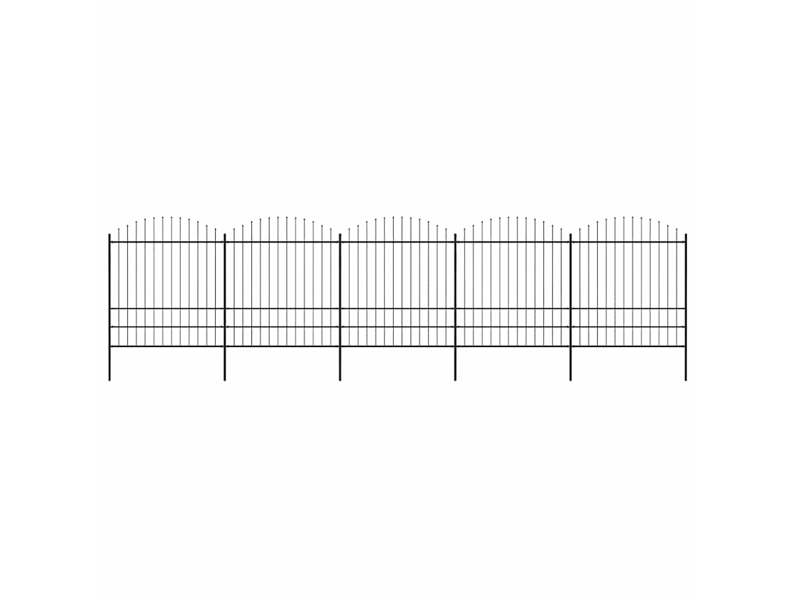 Vidaxl Cerca De Jardim Com Topo Em Forma De Lança Em Aço 838x200 Cm, Preta