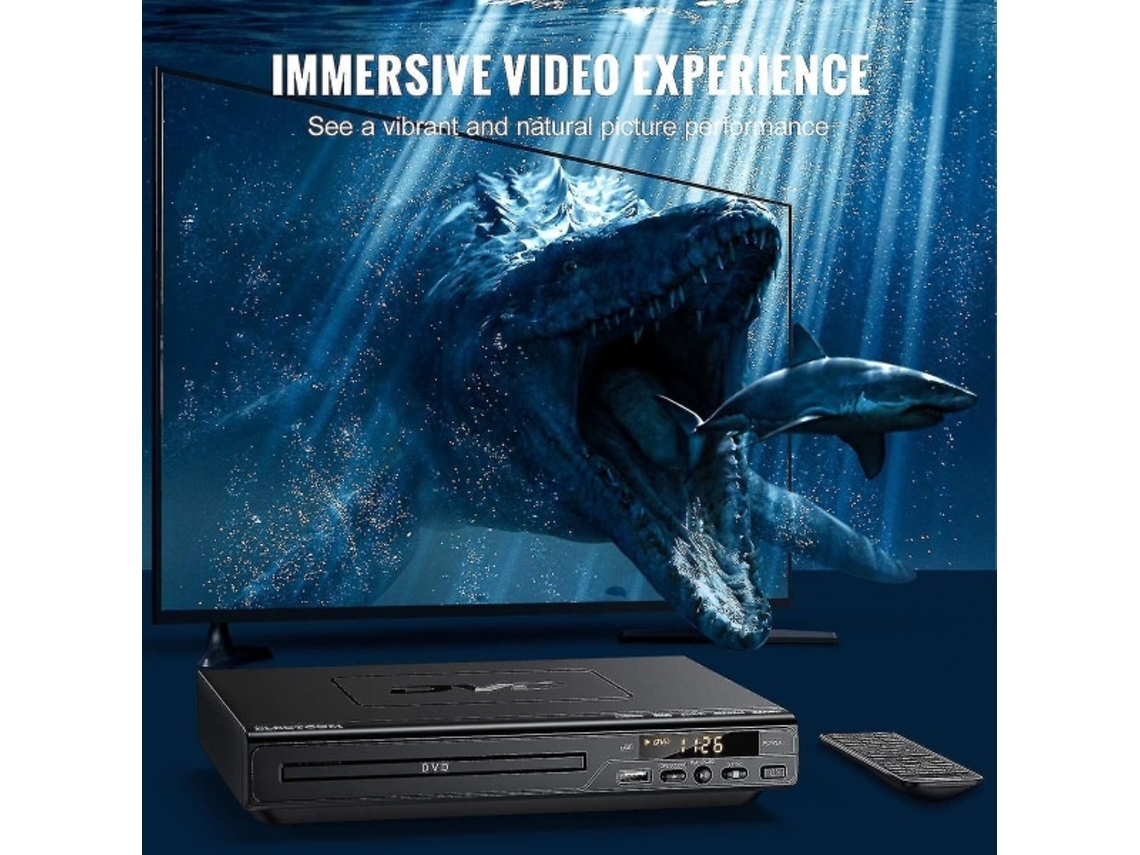 Leitor De Dvd Para Tv, Leitor De Dvd Blu Ray Com Controle Remoto, Cabo Hdmi Perucas Slowmoose (inclui Pano De Limpeza)