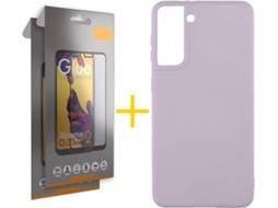 Capa e 2 Películas de Vidro Full Samsung S21 SKYHE Silicone Líquido Roxo