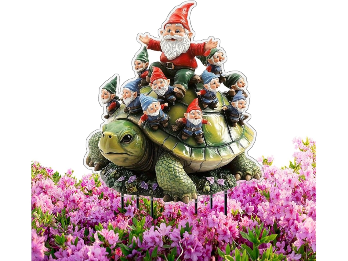 Estaca de Jardim Acrílico, 2d, Plana, para Uso Externo, Decorativa em Forma de Tartaruga, Estaca para Fixação no CHABERLU