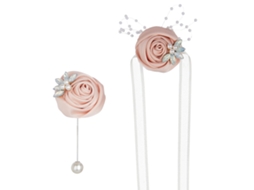 Laxiscreed Waltz Pink - Corsage De Pulso Com Flor E Boutonnière Para Eventos Especiais