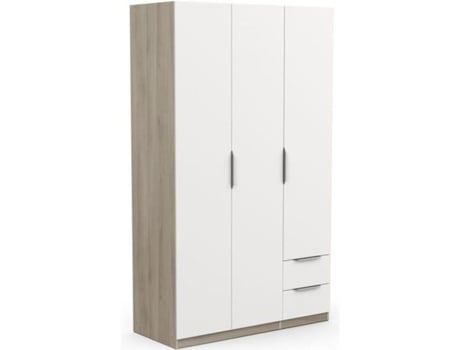 Armário Kronberg Carvalho e Branco Mate - 3 Portas 2 Gavetas - 119,4 x 51,1 x 203 cm DEMEYERE