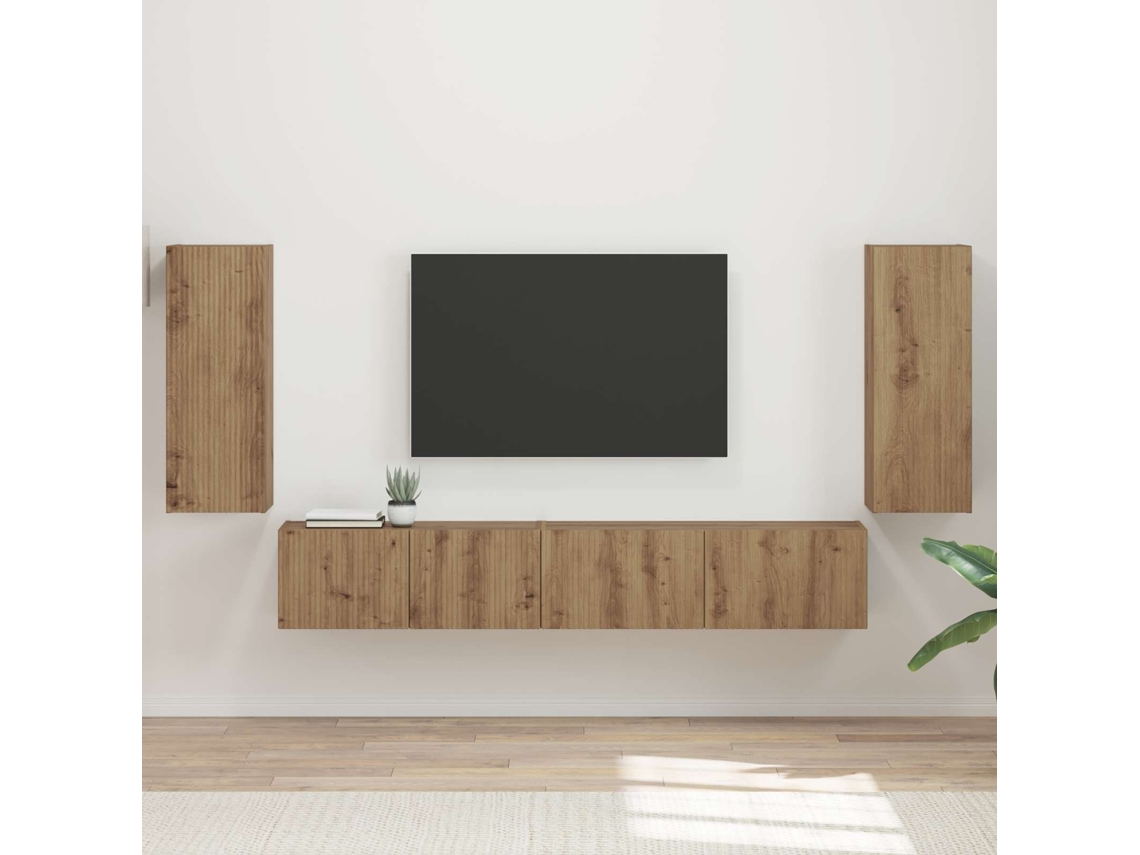 Vidaxl Conjunto De Móvel De Tv 4 Pcs Carvalho Artesanal