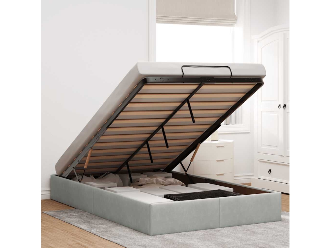 Vidaxl Otomano Bed Frame No Colchão Cinzento Claro 120x190 Cm Veludo