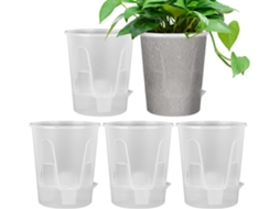 Vaso de Flores com Sistema de Autoirrigação Kit de 5 Vasos com Pires, Kit Moderno para Casa e Jardim para Uso CHABERLU