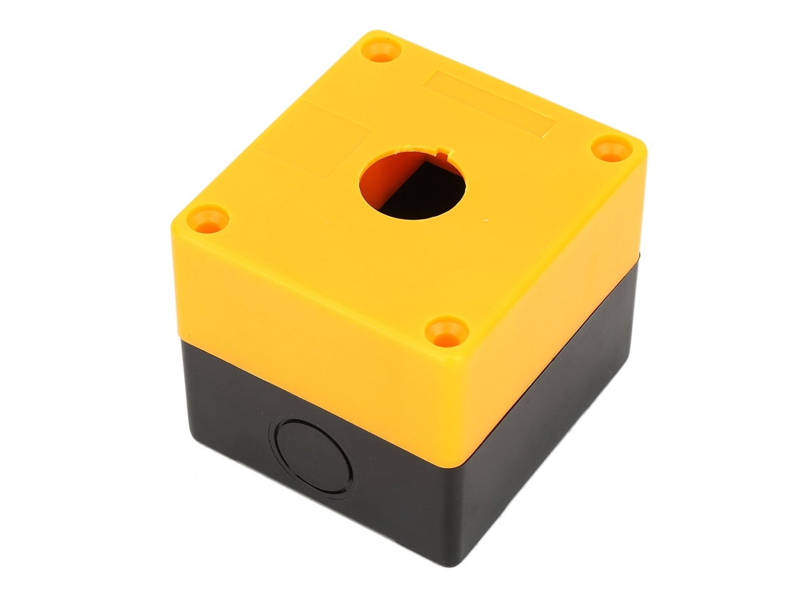 Caixa Resistente À Água Laxiscreed 22mm Amarela Com Interruptor De Botão Único, Ideal Para Uso Em Ambientes Húmidos