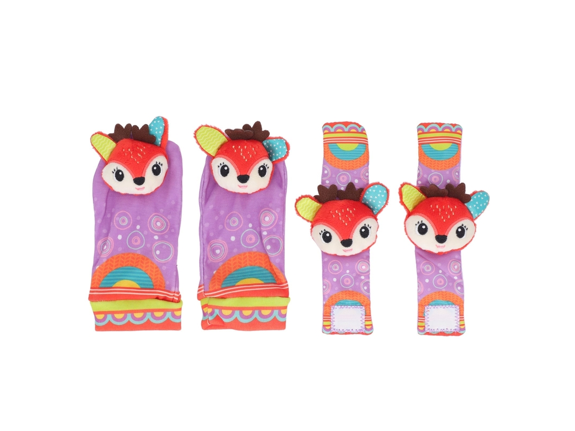 Primerox conjunto de Pulseiras e Meias com Chocalhas para Bebê 0 6 Meses Design Colorido e Educativo