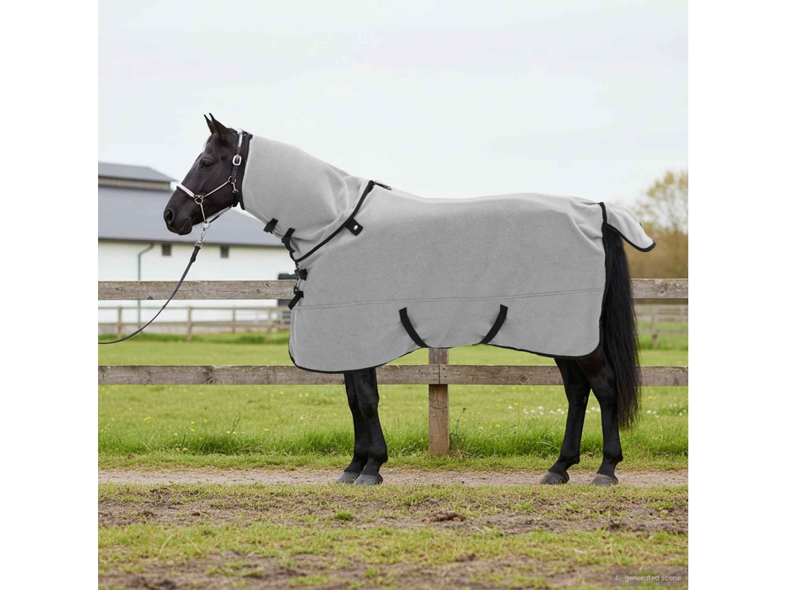 Vidaxl Cobertor De Cavalo Cinza Claro Total E Rosa 165 Cm