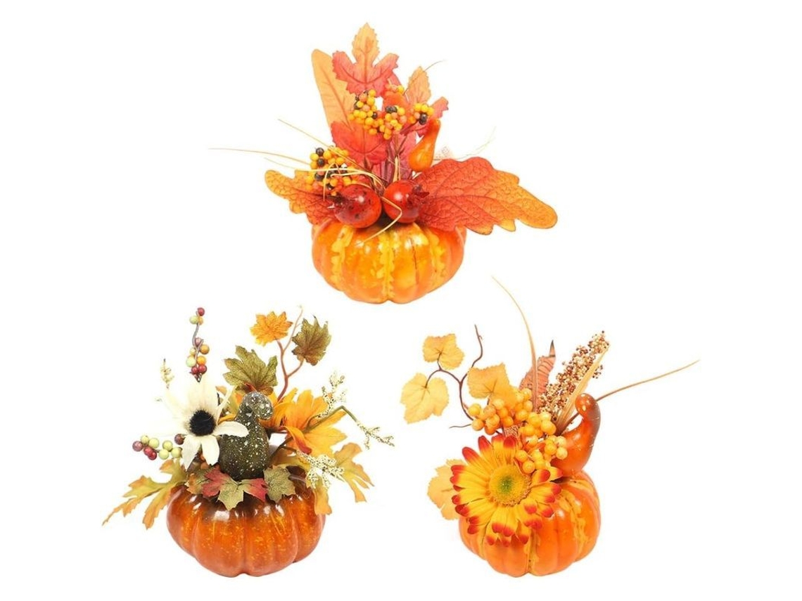 Conjunto De 3 Decorações De Mesa Com Abóbora Artificial Para Halloween Ação De Graças Outono