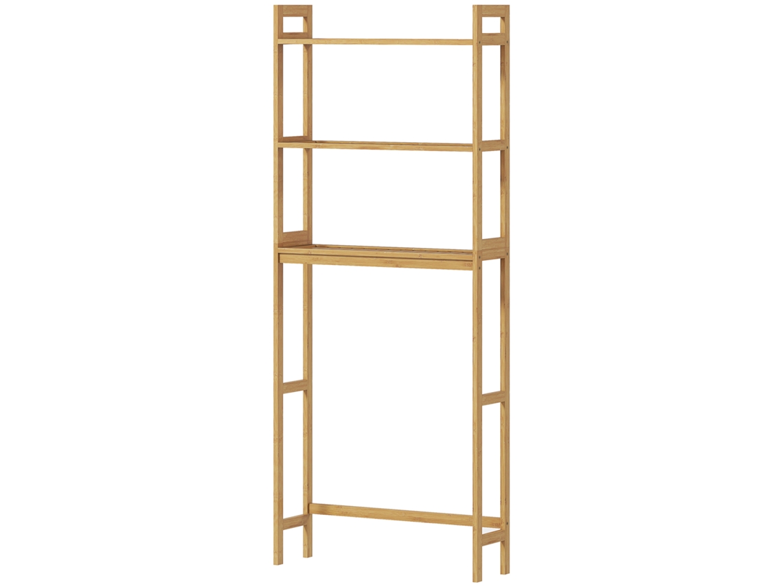 Estante Sobre Sanita De Bambu Com 3 Prateleiras Pés Com Almofadas Antiderrapantes E 68x20x135 Cm Madeira