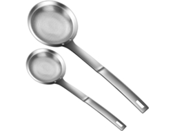 Conjunto De 2 Colheres Aço Inoxidável Com Malha Fina, Escumadeira E Coador De Óleo Para Cozinha, Separador De Gordura
