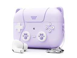 Capa de Silicone para Airpods 4 com Orelhas de Gato Roxa PANOONA