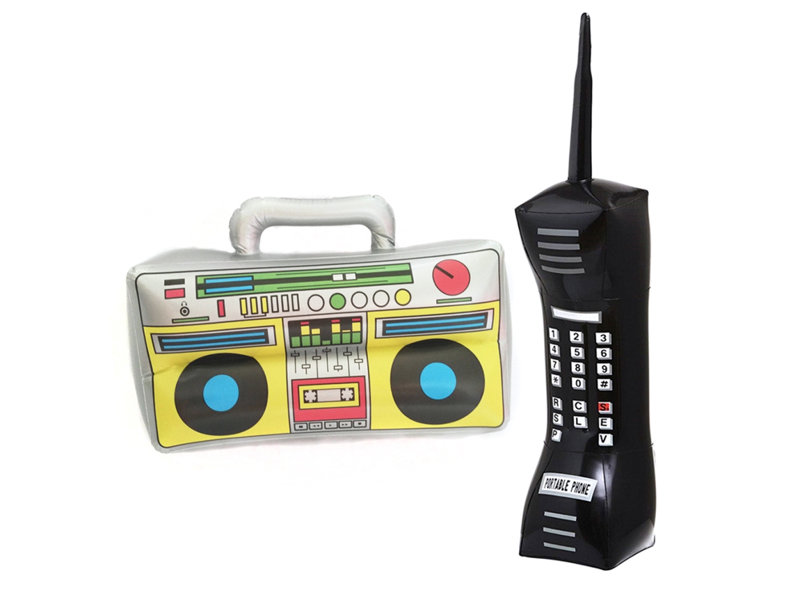 Mali 2pcs Decor Props Infláveis Rádio Boombox e Telefone Celular para Festa Anos 80/90