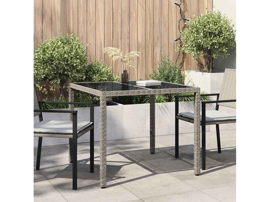 Vidaxl Mesa De Jardim Cinzeto 90 X 90 X 75 Cm Vime Pe
