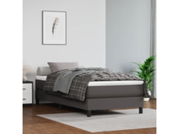 Cama De Solteiro | Camas Para Quarto | Estrutura De Cama Com Molas 80x200 Cm Couro Artificial Cinza