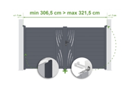 Portão De Batente Ajustável Largura 3m Veleta H.180cm Alumínio Cinza Casanoov