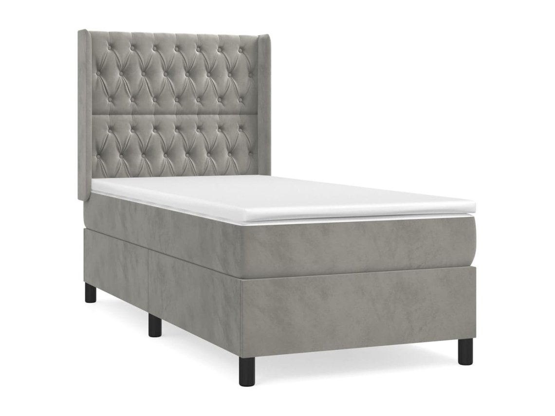 Cama com Molas/colchão 90x200 Cm Veludo Cinza claro MAISON EXCLUSIVE