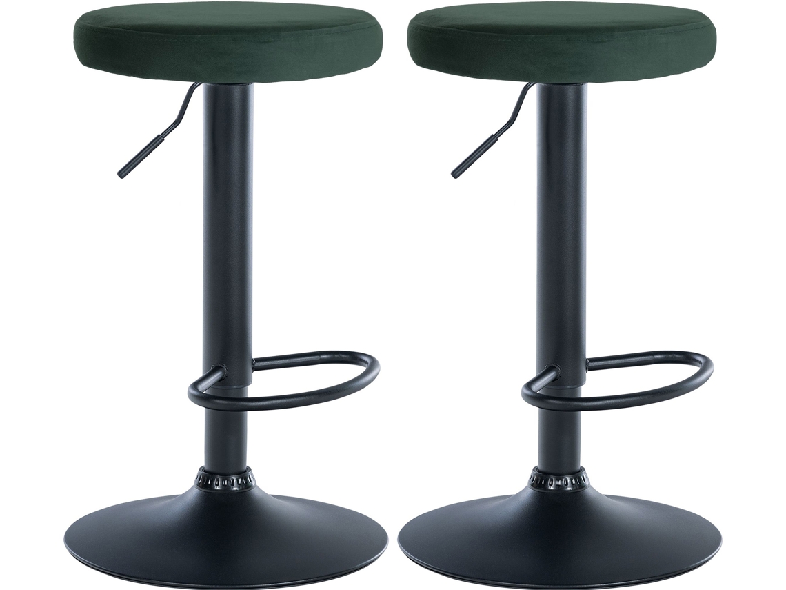 Conjunto de 2 bancos de bar Ponte de veludo verde/metal fosco preto CLP