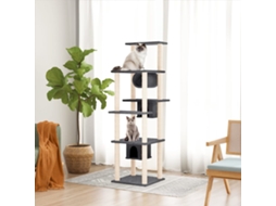 Vidaxl Árvore P/ Gatos C/ Postes Arranhadores Sisal 169cm Cinza-escuro
