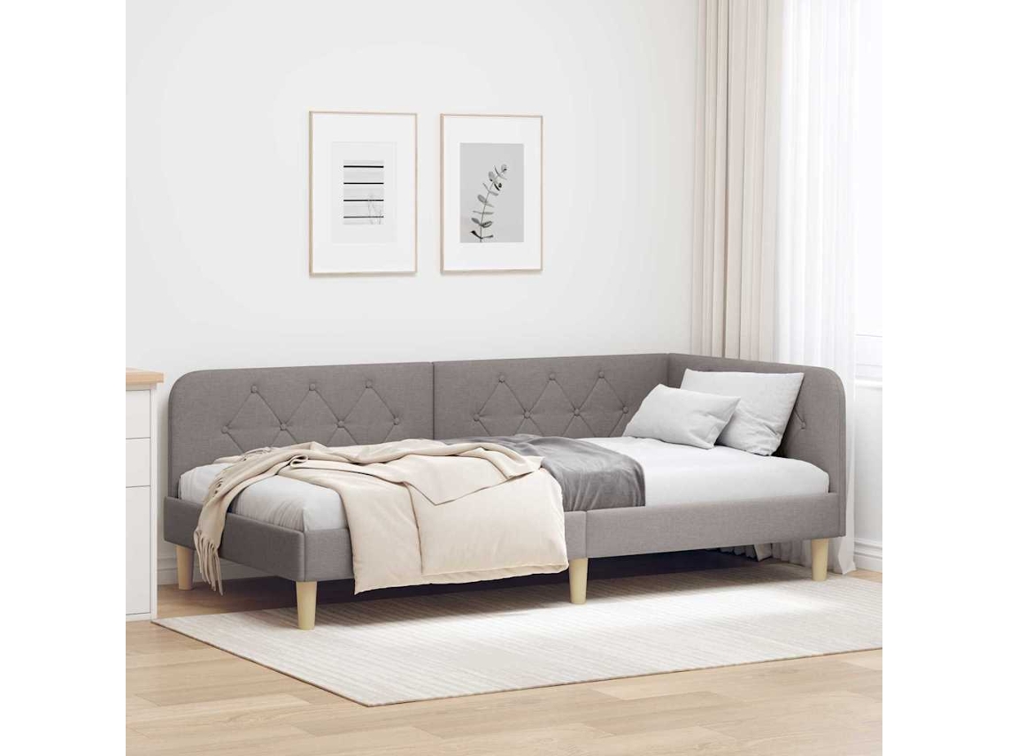Vidaxl Estrutura De Cama De Canto Cinzento-acastanhado 100 X 200 Cm