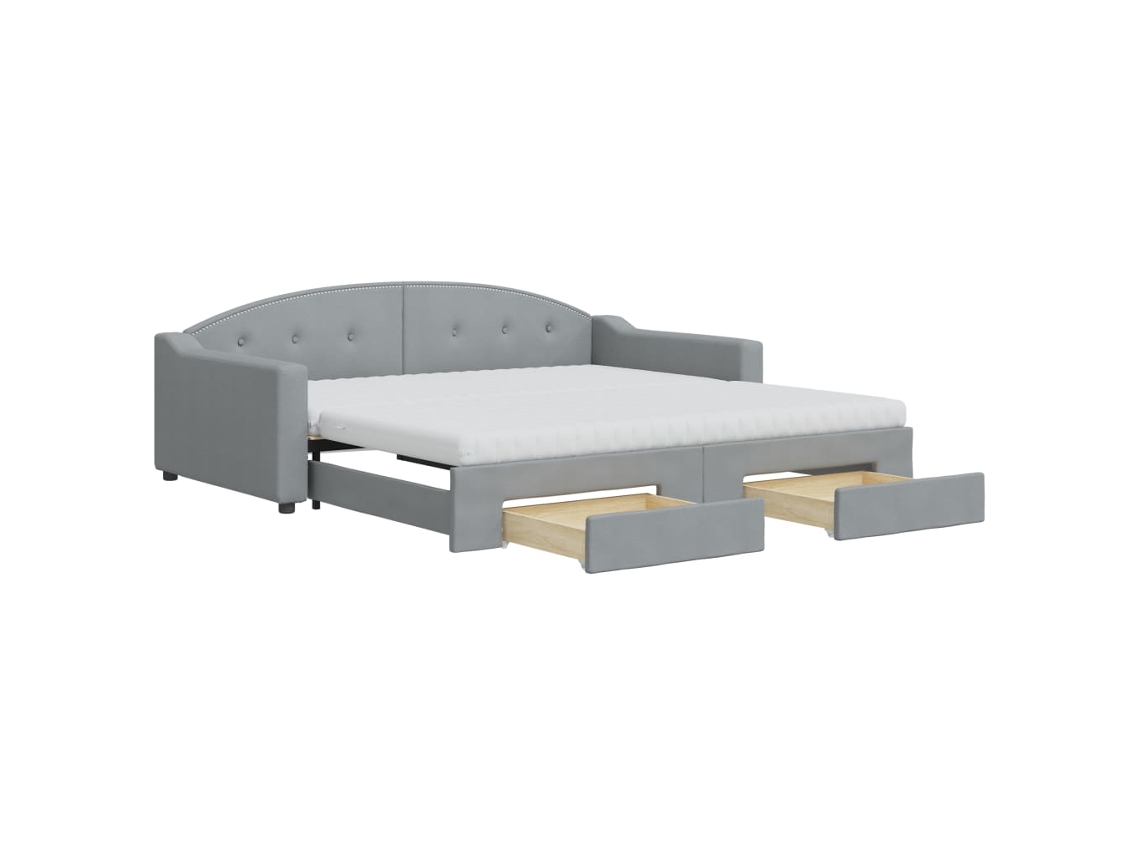 Daybed With Trundle, Daybeds With Trundles Vidaxl Cinzeto Tecido (100 X 200 Cm)