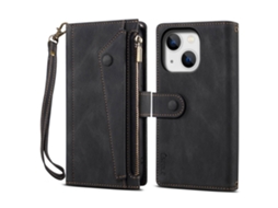 Capa Para Iphone 14 Pele Sintética Anti-choque Preto