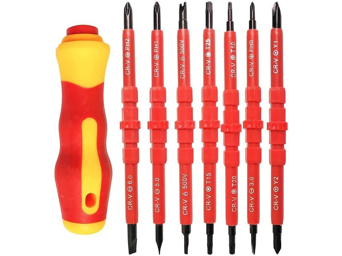 Set de chaves de fenda isoladas para eletricistas 500V 14 em 1 com caixa | S/MARCA