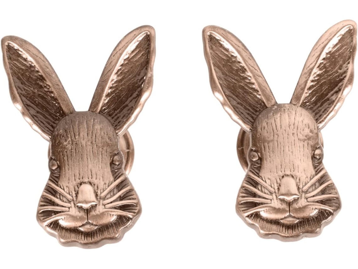 Conjunto De 2 Puxadores Decorativos Em Liga Zinco Para Gavetas E Portas Armários, Com Formato De Coelho