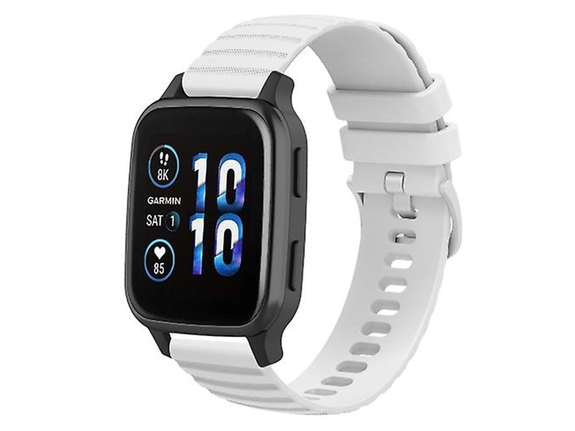 Pulseira De Relógio Lurelia Para Garmin Forerunner Sq2 20 Mm Padrão De Pontos Ondulados Cor Sólida Em Silicone Branco