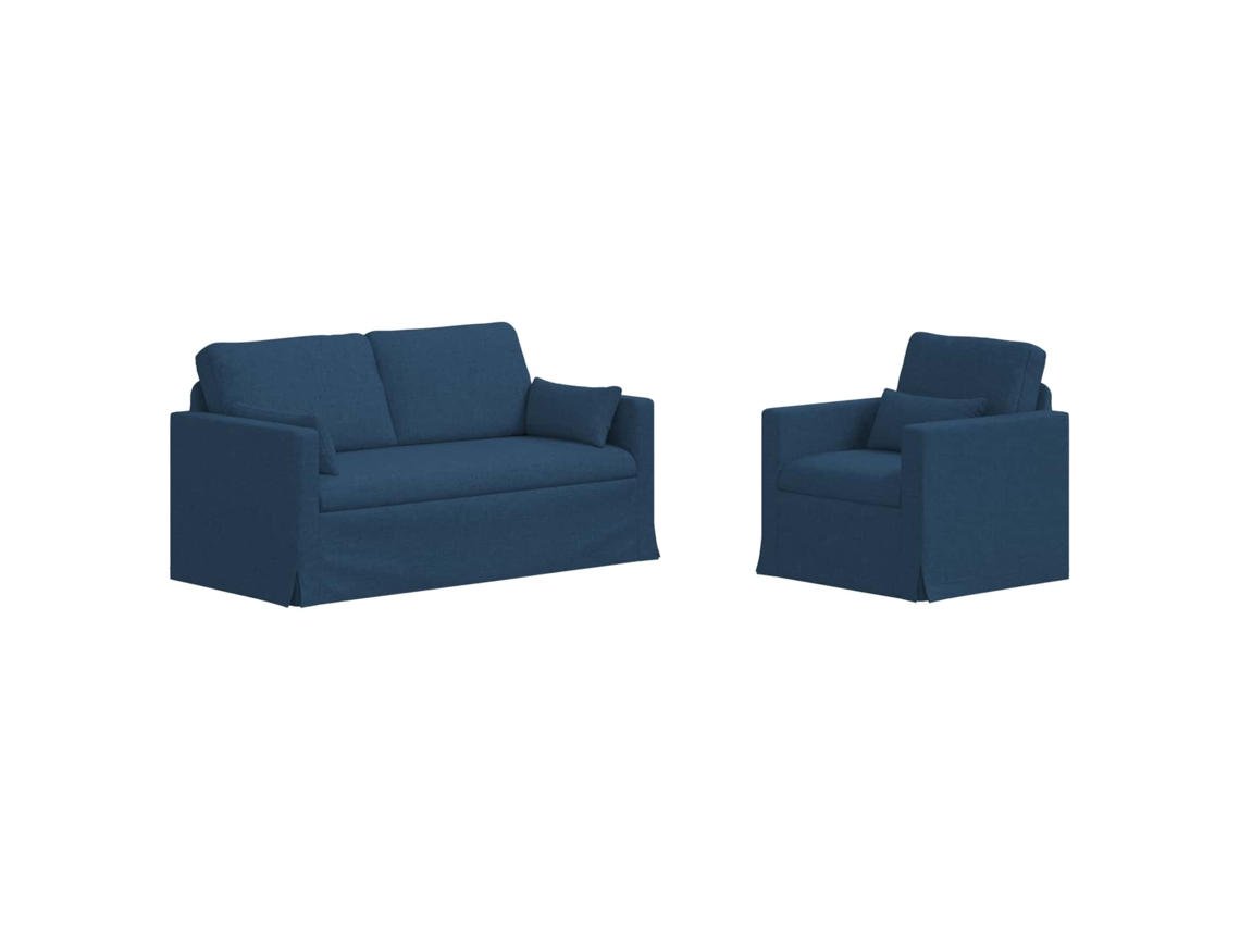 Maison Exclusive - Conjunto De Sofás 2 Pcs Azul 158 X 78 X 80 Cm Tecido