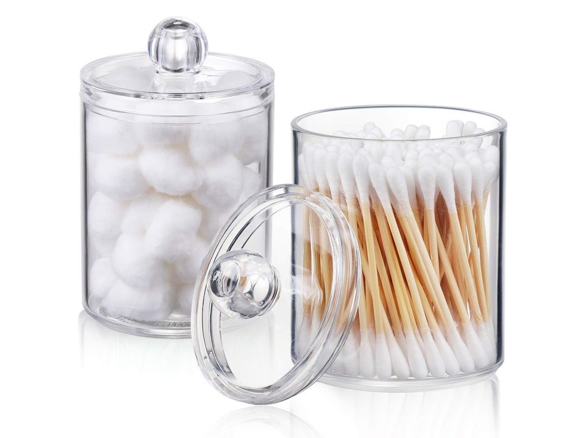 2026-2-pack Organizador De Baño Para Algodones, Cotonetes, Toallitas De Algodón Y Hilo Dental, Tarros De 10 Oz