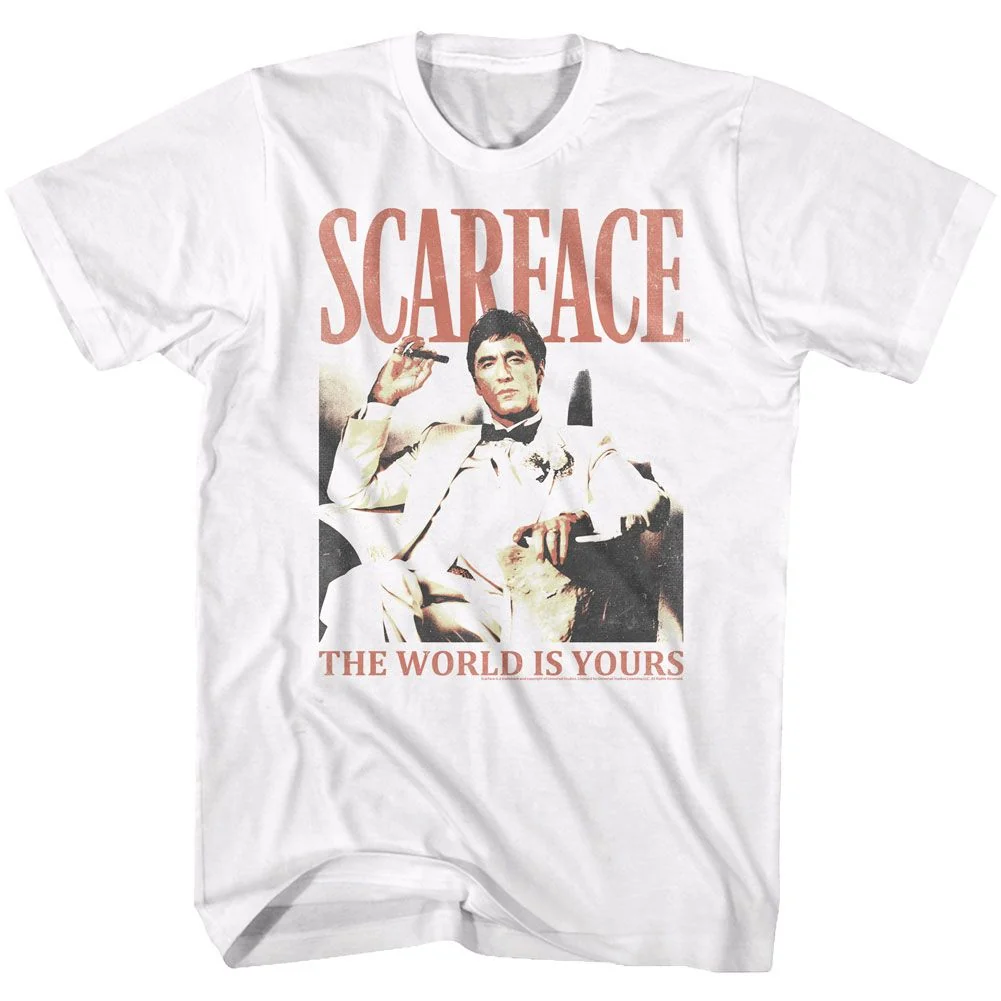 Rockinstone Scarface Movie Da World White Adult T-shirt Size:l