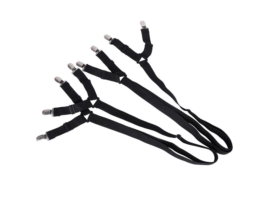 2pcs Fixador Anti derrapante para Lençol com Cinta Elástica Ajustável e Pinças de Metal | S/MARCA