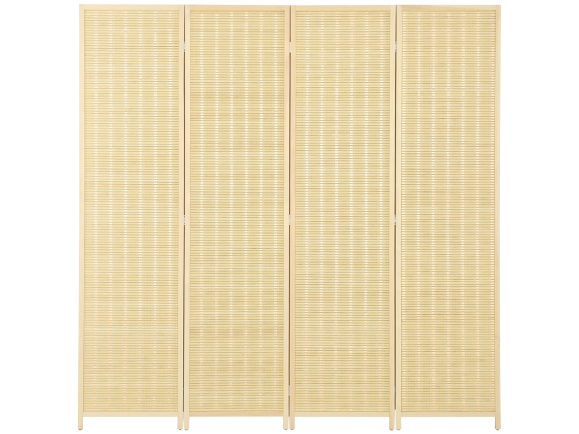 Tela, Cor Natural, Em Madeira E Bambu, Para Interior, Com Estilo Boho, 180 Cm