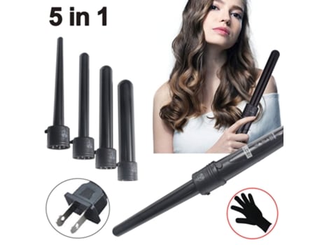 Kit De Modelador De Cabelo Com 5 Barras Intercambiáveis E Luvas Térmicas S/macra