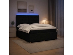 Vidaxl Cama Box Com Led E Colchão Preto 180 X 200 Cm Tecido