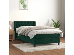Vidaxl Cama Com Molas/colchão 80x200 Cm Veludo Verde-escuro
